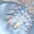 Aurora Beach Nail Stickers 5D Embossed Pearl Shell Nail Designs Colorful Fishing Net Starfish Nail Decals Ocean 3D Self-Adhesive Summer Nail Art Decoration for Women Manicure 1 Sheet