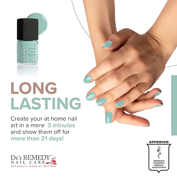 Dr.'s Remedy Enriched Nail Polish, Trusting Turquoise With Base Coat