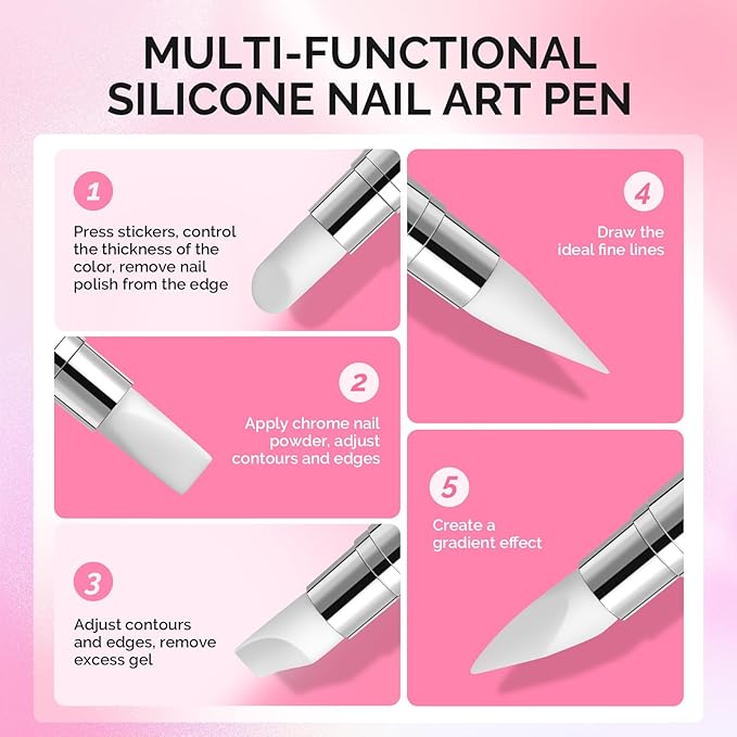 MelodySusie 5 Pcs Nail Art Sculpture Pen Acrylic Dual Tipped Brushes for Resin Nail Art Tools for Design Nail Foil Carving Drawing Effect Shaping Drawing Nail Tools for Home Salon