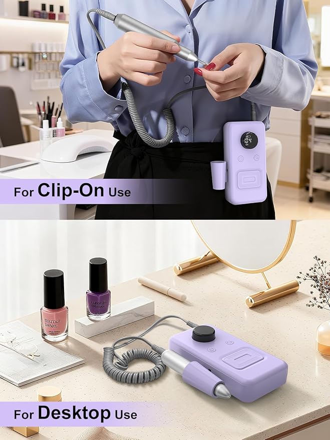COPPA Portable Nail Drill, NDK106 Electric Nail Drill Professional Kit with 12 Bits 31 Sanding Bands, 45000RPM Rechargeable Nail Drills Machine for Acrylic Nails Gel Polishing Removing, Home & Salon