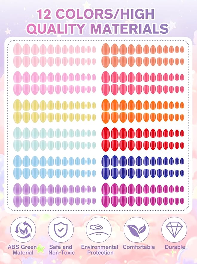 EBANKU Press on Nails, 12 Colors 288PCS Press on Nails Short Almond Matte Glossy Natural Fit Lightweight Fake Nails for Girls Christmas