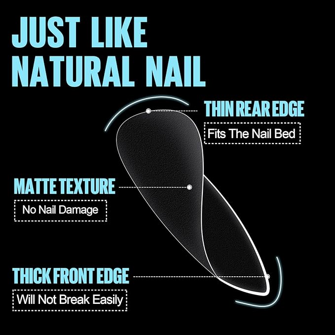 TOMICCA Medium Almond Nail Tips 15 Sizes 360pcs Full Cover Almond Fake Nails Soft Pre Shaped Gel Tips Acrylic Full Matte For Nail Extensions Home Diy Nail Salon