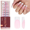 Beetles French Tip Press on Nails Long Square Salon Quality, White French Pink Gel Nail Tips 15 Sizes, Etch X Pre-Primer No Need to File Tips Soak Off Acrylic Nails Extensions DIY Nail Art for Women