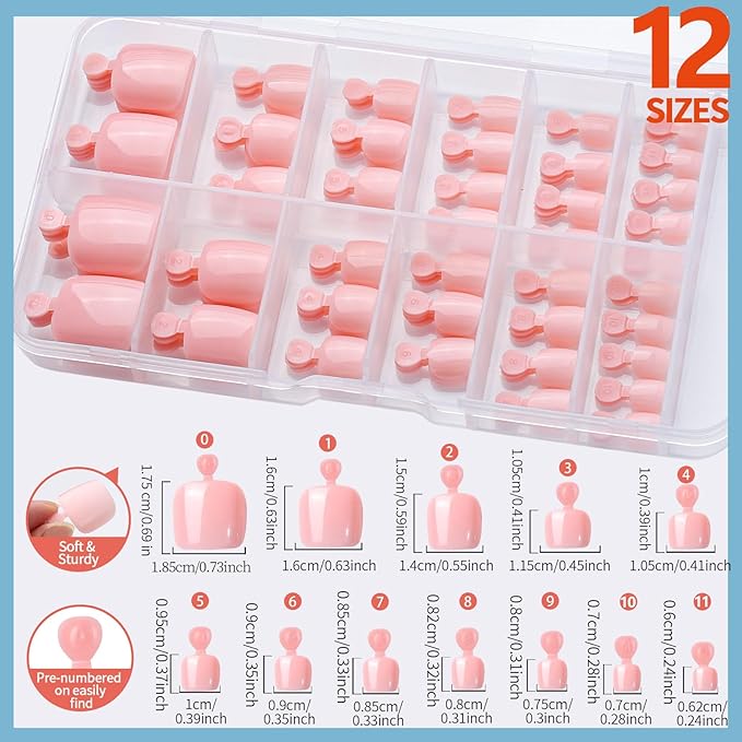 Teenitor Press on Toenails for Women with Glue, 120cps Dark Nude Toe Nail Press ons Fake Toe Nails Tips, Toe Press on Nails Short Square Toenail Press Ons, Acrylic Toe Nail Kit