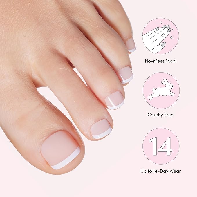 Dashing Diva Magic Press Pedicure Set - Fit For A Queen - Press On Nails - Long Lasting Gel - Lasts Up to 10 Days - Summer Gel Set - 4-Piece Pedicure Kit with 24 Nails