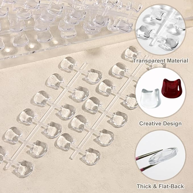 240Pcs Solid Cat Shape Nail Polish Swatches Display Cards Crystal Clear Glassy Nail Color Swatch Dots Chart Tips for Nail Salon Training Practicing Beginners Professionals