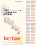 Heyhae Semi Cured Gel Nail Strips | No LED Lamp Needed | Solid, Nude, Spring | Easy Apply & Remove, Salon Quality | Includes 28 Strips, 1 Prep Pads, Nail File & Wooden stick - Hey, Infinity and Beyond