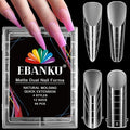 EBANKU 96PCS Clear Matte Dual Nail Forms Kit Full Cover Nail Mold Tips Acrylic Nail Extension Tools 4 Styles 12 Sizes Scale for Poly Gel Nail Art Salon Nails Design