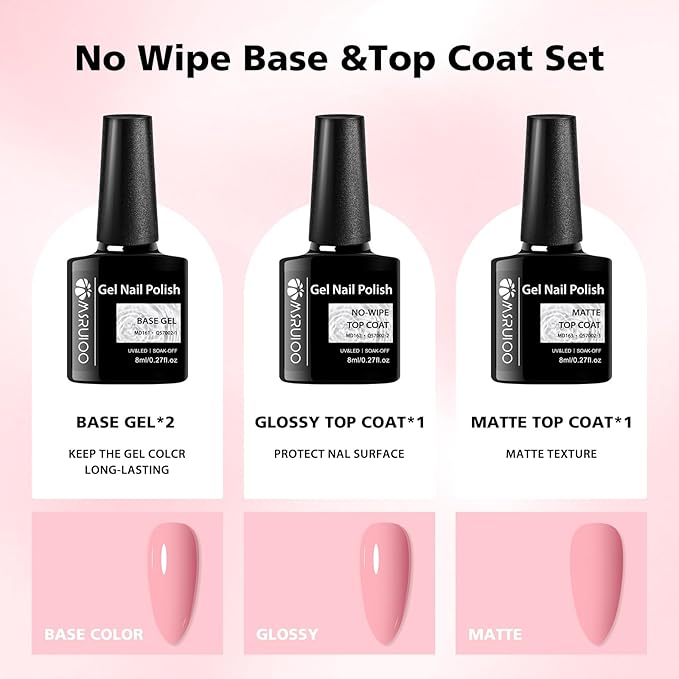 24Pcs Pink Gel Nail Polish Set Pastel Pink Sweet Lovely Nude Pink Nail Polish Peach Gel Polish DIY Manicure Nail Salon for Women Girls