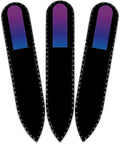 Mont Bleu Rainbow Crystal Nail File in Black Pouch - Small - Purse Size - Czech Tempered Glass - Handmade in Czech Republic - Premium Glass Nail File for Women