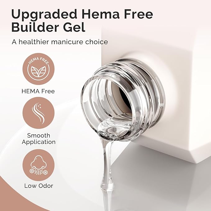 MelodySusie Hema Free Builder Nail Gel for Nails Thickening, 0.5 Fl Oz, Soak Off UV Extension Gel, Nail Art Design Salon DIY Manicure at Home for Women 3PCS