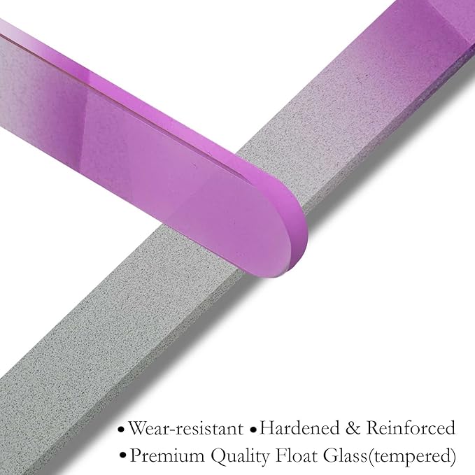 Glass Fingernail Files with Case - Manicure Set for Natural Nails - Double Sided Nail File Stocking Stuffers (Purple)