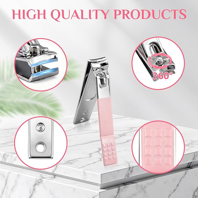26-Piece Professional Manicure Set (Pink)，Features Stainless Steel Tools, Carbon Steel Clippers & Travel Case for Women's Home and Travel Grooming，Luxury Nail Care Gift for Her.