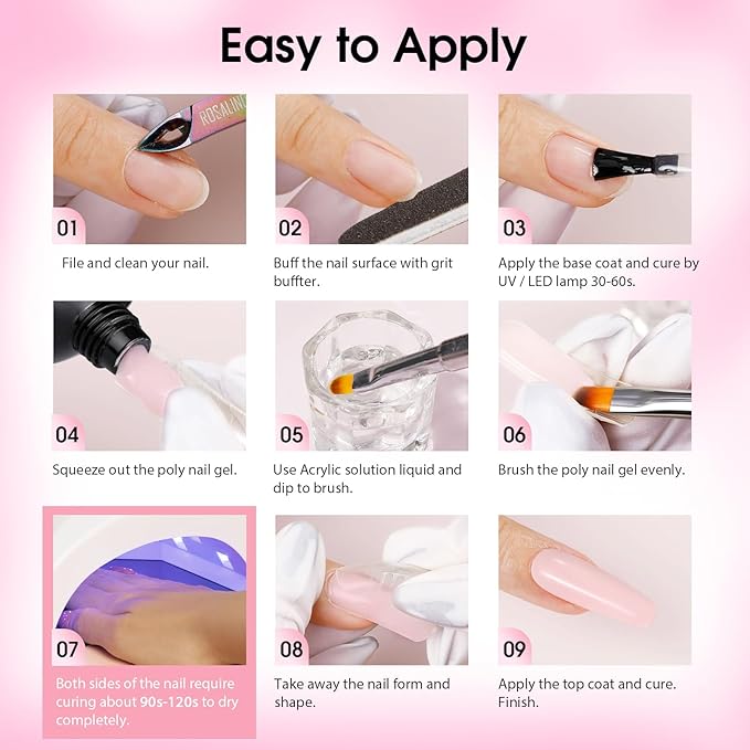 ROSALIND White Nude Brown Christmas Poly Nail Gel, 6 Colors 0.34 oz/10 ml Poly Extension Gel Nail Enhancement Builder for French Manicure Home Salon Design Need U V/LED Lamp Fall Colors