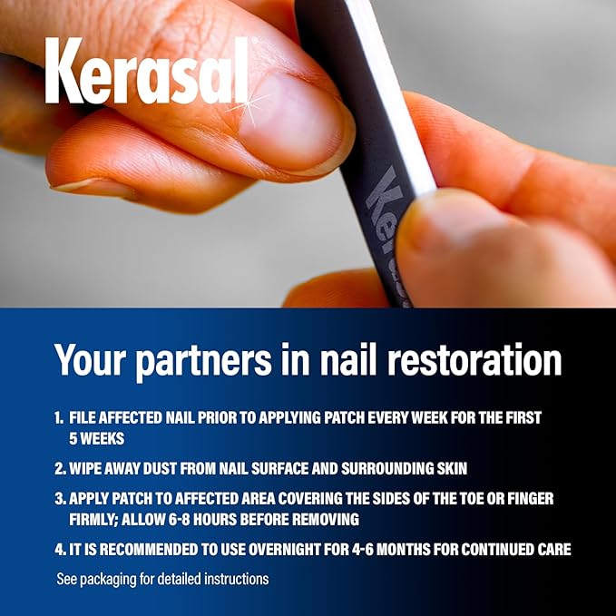 Kerasal Nighttime Renewal Patches + 5 Files - 14 Count (Pack of 1) - Kerasal Nail Repair for Damage, 8-Hour Solution Restores Healthy Appearance (Packaging May Vary)