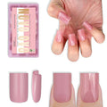NOVO OVO Short Sharp Square Nail Tips Press on Pure Color BERRY PINK, Need Builder Gel Top Coat Nail Glue, Soft Gel Matte Fake Nail Extension, Full Cover False Nails for Salon DIY x 15 Sizes 240 pcs