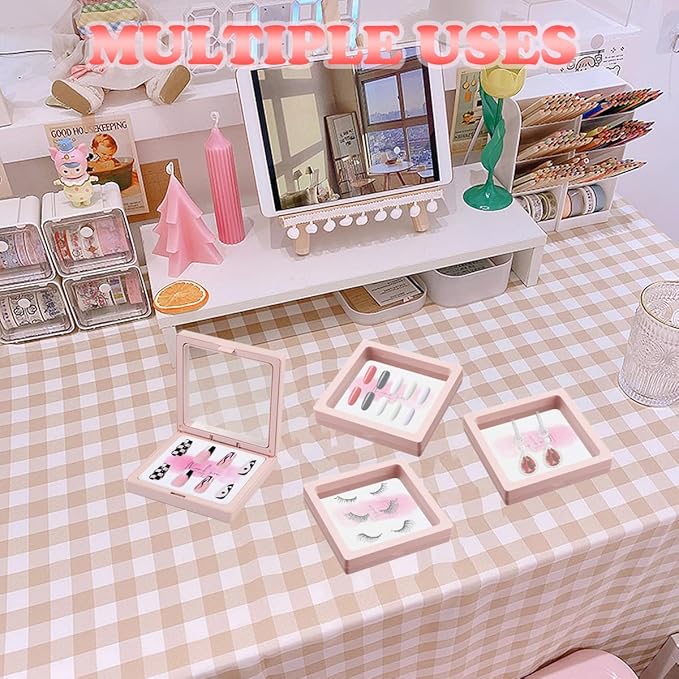 30 Pcs Press on Nail Storage Box 3D Floating Press on Nail Packaging With 90 Pcs Adhesive Double Sided Tape and 30 Pcs Cards, PE Film Nail Packaging Cases for Nail Salon Nail Display Box Earrings