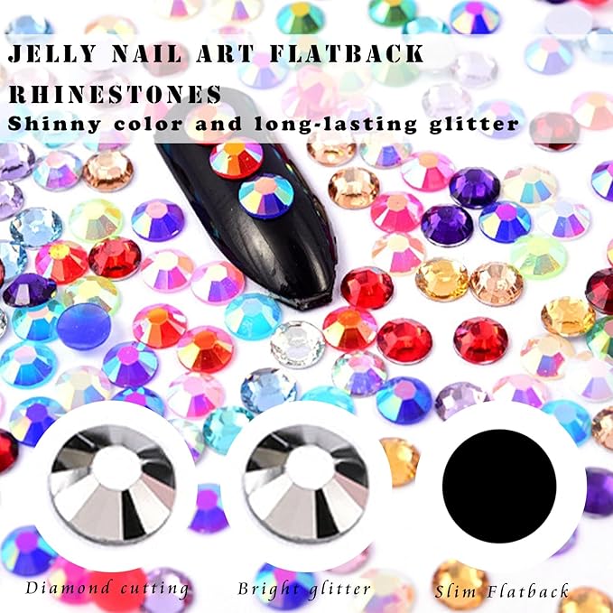 22800Pcs Multi Size Flatback Rhinestones,YAEISM Shiny Resin Jelly Flatback Bulk 6 Colors AB Rainbow Rhinestones Diamond Jewelry Decoration Design for DIY Crafts Clothes Shoes