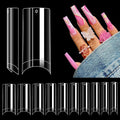 LIONVISON Tapered Square No C Curve Nail Tips, Half Cover Square Shape Clear Nail Tips For Acrylic Nails Long French Fake Nail Tips With Box For Nail Salons Home Diy