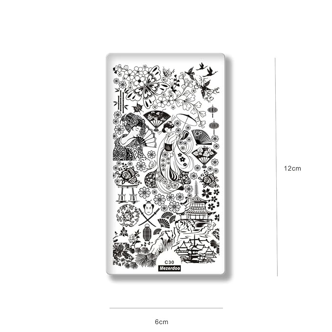 Mezerdoo 10Pcs Animal Plants Fruits Nail Stamping Plates Flower Pretty Girl Multi Styles Nail Art Stamping Image Plate Cute Dogs Hippocampus Design Nail Stamp Template