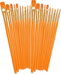 BOSOBO Paint Brushes Set, 2 Pack 20 Pcs Round Pointed Tip Paintbrushes Nylon Hair Artist Acrylic Paint Brushes for Acrylic Oil Watercolor, Face Nail Art, Miniature Detailing & Rock Painting, Orange
