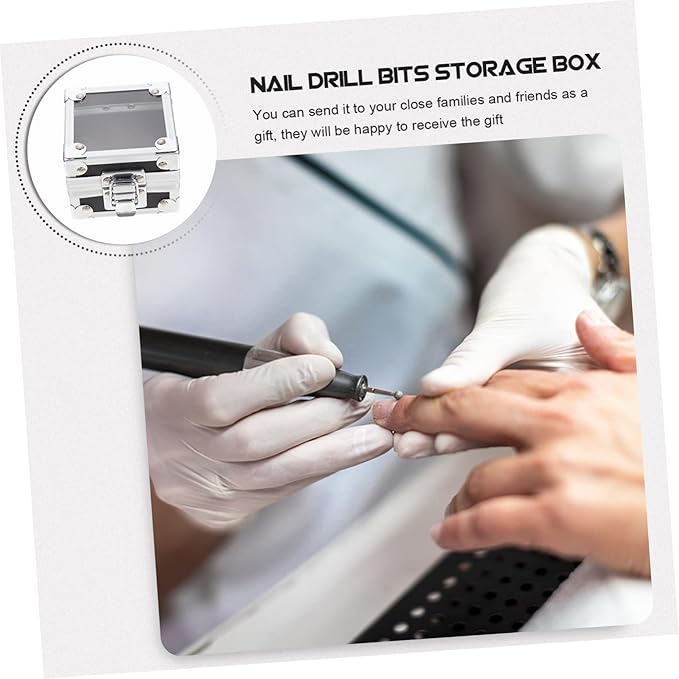 Angoily Professional Acrylic Nail Drill Bit Storage Box Polishing Organizer for Manicure Tools Display Case for Salon and Home Use Stylish and Functional Design