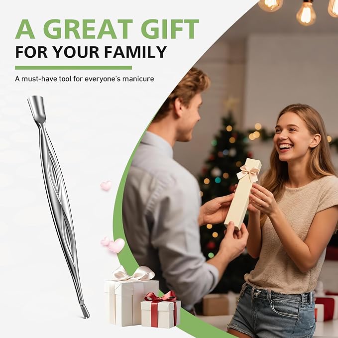 BALUCA 2-in-1 Cuticle Pusher & Trimmer with Fork – Professional Stainless Steel Nail Cuticle Remover Tool for Pain-Free Manicure & Pedicure – Durable Metal Cuticle Nippers and Scraper, Silver