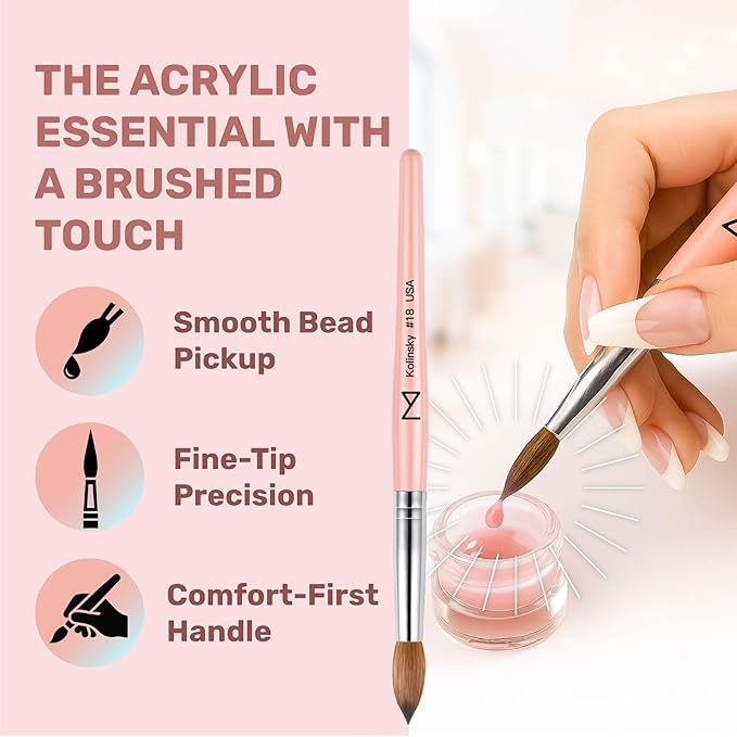 M – Majesti Pink 100% Kolinsky Acrylic Nail Brush | Professional Acrylic Sculpting & Application Brush | Handcrafted Premium Nail Art Tool for Nail Technicians (#10)