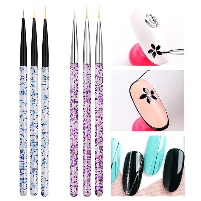 3 Pcs Blue Nail Art Liner Brushes Nail Art Supplies UV Gel Painting Acrylic Nail Art Brushes for Home Salon Valentine's Day/Mother's Day/Anniversary/Wedding/Party/Graduation/Birthday Gifts