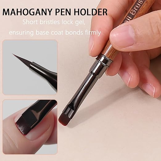 5mm Short Bristle Acrylic Nail Brush, Strong & Fine Nail Art Brushes for Precise Base Coat & Polish Application - No Spillage, 3D Acrylic & Polygel Tool Nail Polish Brush for DIY & Salon