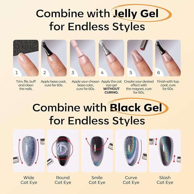 modelones Cat Eye Gel Nail Polish, Glitter Brown Magnetic Nail Polish with Magnet Soak Off U V Winter Gel Polish Shimmer Nail Art Top Coat Manicure Salon DIY