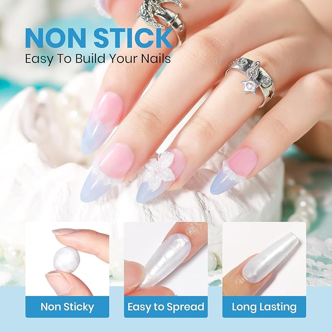 3D Nail Gel Sculpting Gel Non Stick Hand Solid Builder Gel for Nails Extension Sculpting Modeling with Chrome Powder for Carving Patterns Decoration Home Manicure DIY for Women