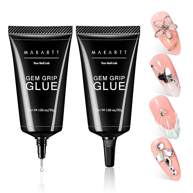 Makartt Rhinestone Glue for Nails - 60G No Wipe Super Strong Nail Gem Glue Bling Gel for 3D Decorations Nail Art Gems Jewelry Diamond for Nails Techs Supplies Beginners Nail Lamp Required