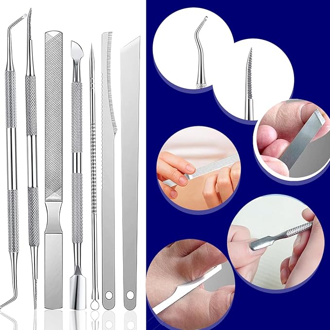 Upgraded 10PCS Ingrown Toenail Tools Kit, Nail Clippers for Thick & Ingrown Toenails Heavy Duty Professional Podiatrist Toenail Clippers Kits Stainless Steel, Suitable for Men, Women and Seniors(blue)