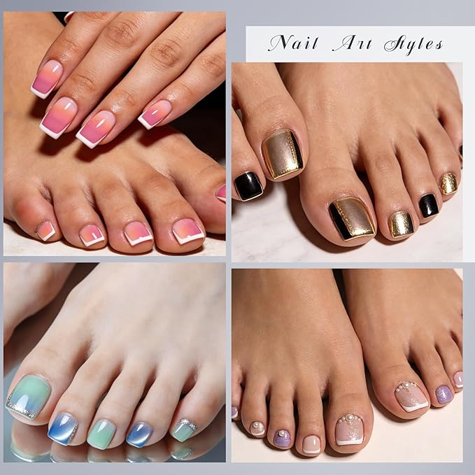 krofaue Dual Toe Forms - Poly Extension Gel Toenail 150pcs Reusable Full Cover Dual Nail Forms for Builder Toenails Nail Molds for Manicure DIY at Home