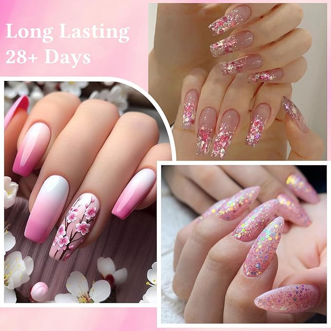 MEET ACROSS Color Changing Rubber Base Builder Gel Polish Nude Pink Purple Mood Temperature Change Nail Polish + Jelly Glitter Gel Nail Polish, Base Color Gel Polish Set 18pcs*7ml