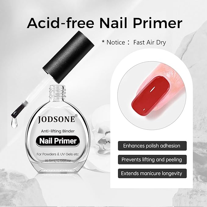 JODSONE 2Pcs 16.5ml Nail Dehydrate And Nail Primer For U V Gels Superior Bonding Professional Salons Set DIY Art Design Long Lasting Gift