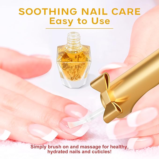 JIASHENG Cuticle Oil, Scented Cuticle Nail Oil Infused with Real Flowers, Hydrates, Moisturizes, Strengthens, Repairs, Revitalizing Cuticle Oils for Nails Damage Dry Cuticle, Brownie, 12ml