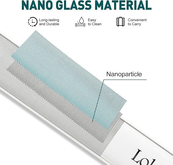 Glass Nail File - Stainless Steel with Anti-Slip Handle and Leather Case, Family or Travel Mini Nail File Suitable for Both Men and Women