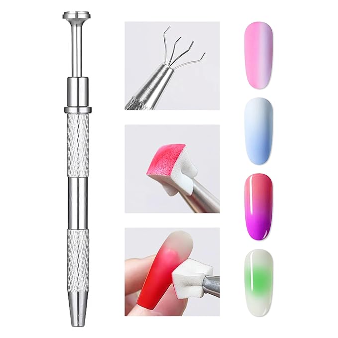 Nail Sponges Set for Ombre Gel 1inch 2CM Big Nail Sponges 100PCS Nail Art Tools Set With Grabbing Pen for Person DIY Nails Painting Gradient Colors at Home Nail Technician Salon
