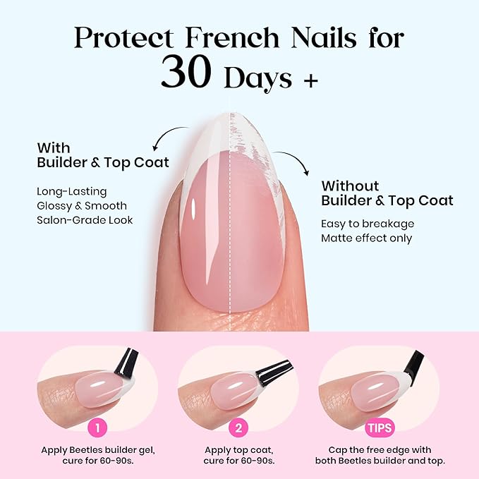 Beetles Summer Press On Nails 224 Pcs 7 Colors, French Tip Nails Medium Almond Classic Fake Nail Tips, Rainbow Soft Nail Gel False Nails Art DIY For Women