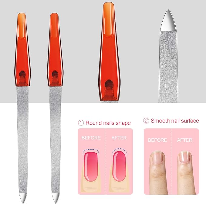 12 Pcs Metal Nail File 6.7 Inch Stainless Steel Nail File Double Sides with Anti Slip Handle Fingernails Toenails Manicure Tool for Woman and Men(Brown)