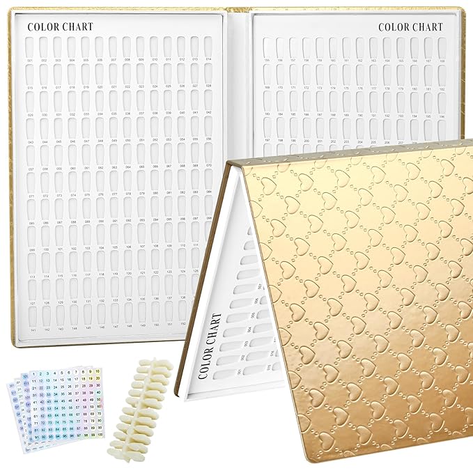 308 Colors Nail Swatches Book with 360 Nail Tips Professional Nail Color Chart Card Display Gel Polish Book Nail Painting Practice Design Board No Need Pasting, No Need Glue for Nail Salons