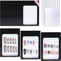 100 PCS Press On Nails Packaging Bag Holographic Nail Storage Bag and 100PCS Shiny White Pearl Card with 7 Sheets Pre-cut Nail Tape (Black)