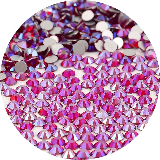 NCB Nancybeads 288pcs Flatback Round Glass Nail Art Rhinestones Crystal for DIY Making Accessories Shoes, Clothes, Face Art, Bags, Manicure (Siam AB, SS30 288pcs)