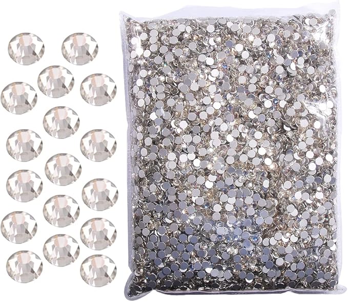 Hisenlee 14400PCS Rhinestone SS3-SS20 Crystal Gems 9 Sizes Wholesale Nail Art Rhinestone Flatback Round Glass Diamond for Crafts (SS20, White)
