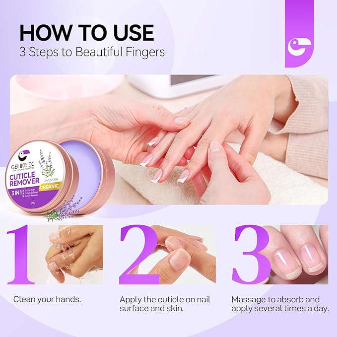 Gelike EC Cuticle Remover Cream Softener - Lavender Infused Professional Strength - Salon Grade Cuticle Treatment for Nail Technicians - Repairs Damaged Nails & Prevents Hangnails