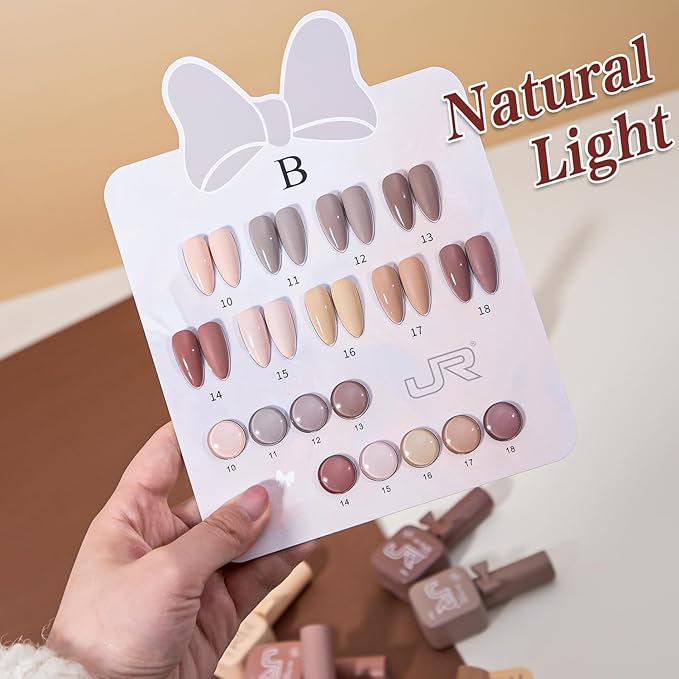 JR 9pcs 15ml Nail Gel Polish Set Earth Tone Series Gel Polish Kit UV LED Soak Off Polish Home DIY For Women Gifts B Model