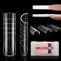 Straight Polygel Dual Nail Forms Square, Reusable Nail Molds with French Guidelines for Poly Gel Builder Gel Acrylic Nail Extension,15 Sizes 150Pcs