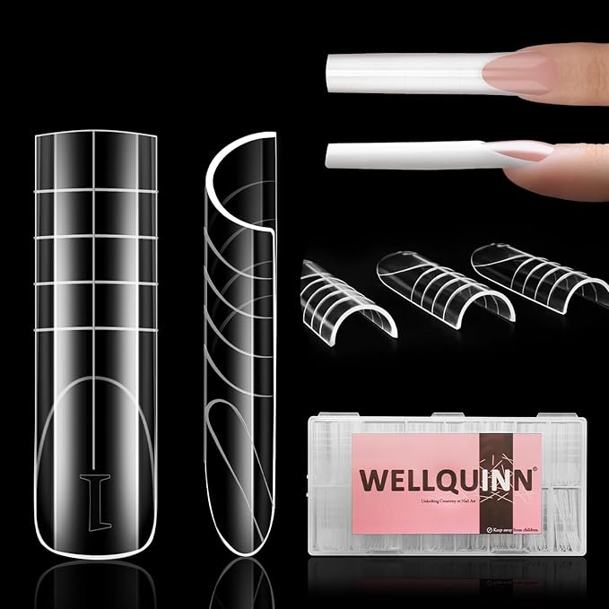 Straight Polygel Dual Nail Forms Square, Reusable Nail Molds with French Guidelines for Poly Gel Builder Gel Acrylic Nail Extension,15 Sizes 150Pcs